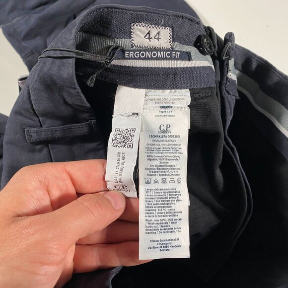C.P. Company Ergonomic Cargo Goggle Pant Satin Stretch Navy mens size 30x32.5 - Picture 7 of 13